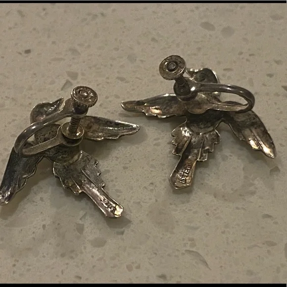 Vintage sterling silver screw on bird earrings - Picture 2 of 6